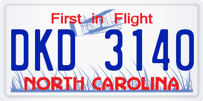 NC license plate DKD3140