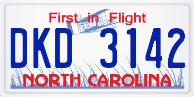 NC license plate DKD3142