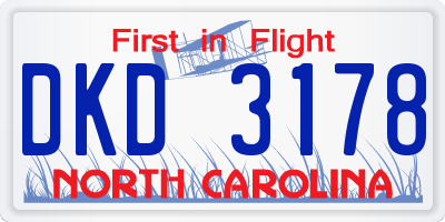 NC license plate DKD3178