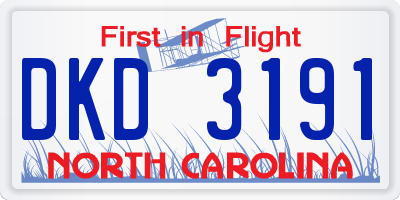 NC license plate DKD3191