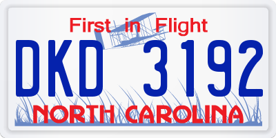 NC license plate DKD3192