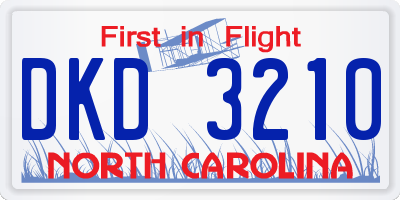 NC license plate DKD3210
