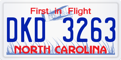 NC license plate DKD3263
