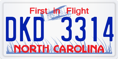 NC license plate DKD3314