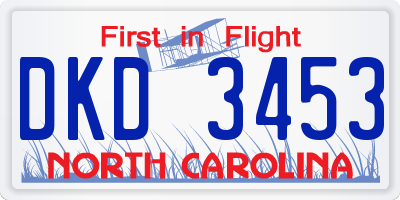 NC license plate DKD3453