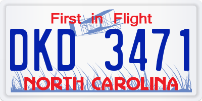 NC license plate DKD3471