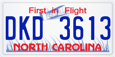 NC license plate DKD3613