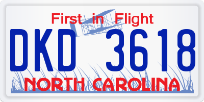 NC license plate DKD3618