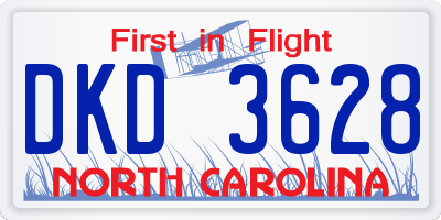 NC license plate DKD3628
