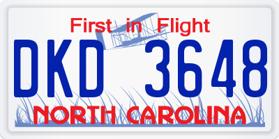 NC license plate DKD3648