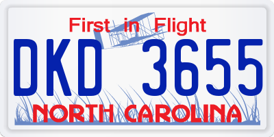 NC license plate DKD3655