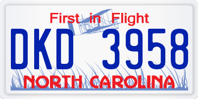 NC license plate DKD3958