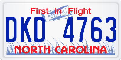 NC license plate DKD4763