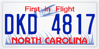NC license plate DKD4817