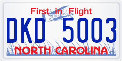 NC license plate DKD5003