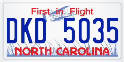 NC license plate DKD5035