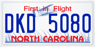 NC license plate DKD5080