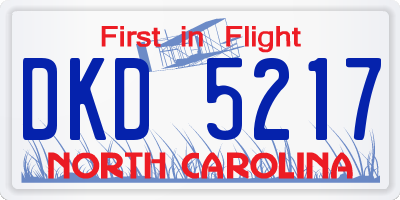 NC license plate DKD5217