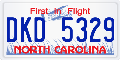 NC license plate DKD5329