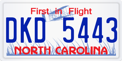 NC license plate DKD5443