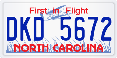 NC license plate DKD5672