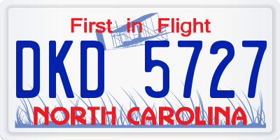 NC license plate DKD5727