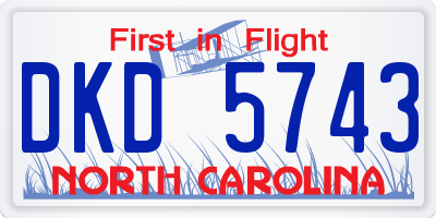 NC license plate DKD5743