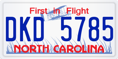 NC license plate DKD5785
