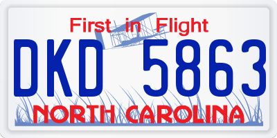 NC license plate DKD5863