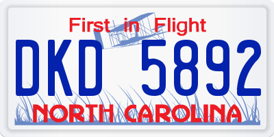 NC license plate DKD5892