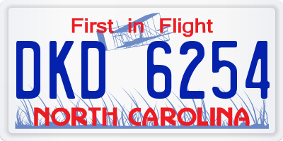 NC license plate DKD6254