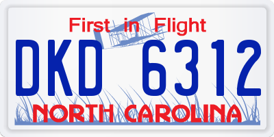 NC license plate DKD6312