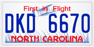 NC license plate DKD6670