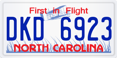NC license plate DKD6923