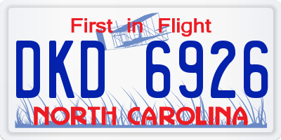 NC license plate DKD6926