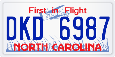 NC license plate DKD6987