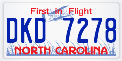 NC license plate DKD7278