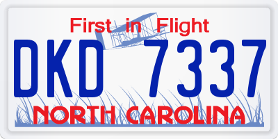 NC license plate DKD7337