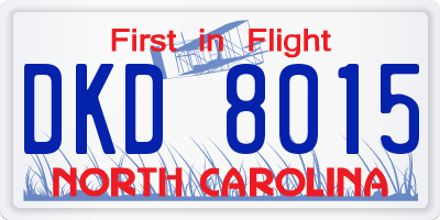 NC license plate DKD8015