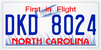 NC license plate DKD8024