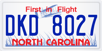 NC license plate DKD8027