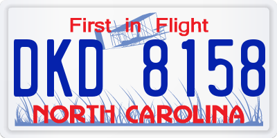 NC license plate DKD8158