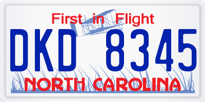 NC license plate DKD8345