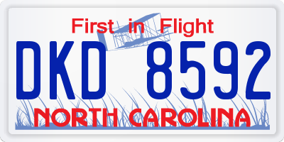 NC license plate DKD8592