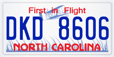 NC license plate DKD8606