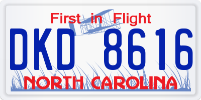 NC license plate DKD8616