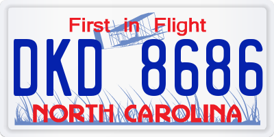 NC license plate DKD8686