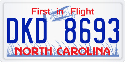 NC license plate DKD8693