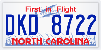 NC license plate DKD8722