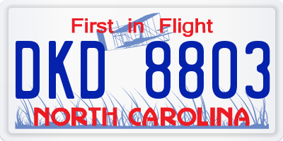 NC license plate DKD8803